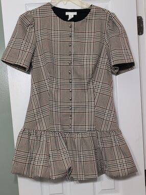 Drop Waist Plaid Mini Dress M